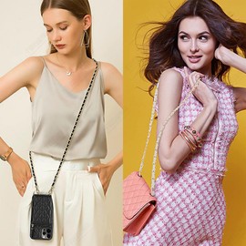 FOSDICK Pack of 3 Bag Chain, Metal Chain for Bag, Bag Chains, 120 cm, Bag Chain, Crossbody Chain Strap, Carry Strap, Handbag Chains, Replacement for Purse, Handbags, Shoulder Bag, Black, white, brown