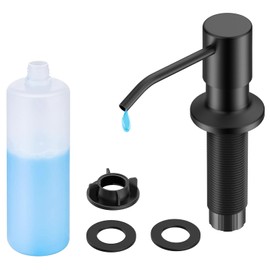 FORIOUS Black Soap Dispenser for Kitchen Sink with 500ML/18OZ Bottle, Lotion Dispenser Built in Refill from The Top for Countertop Sink
