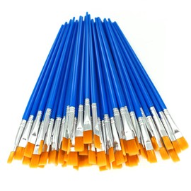DOMMARE 30Pcs Small Paintbrush Kids Flat Nylon Hair with Wooden Handle Acrylic Oil Watercolor Painting Brushes Bulk for Children and Adult