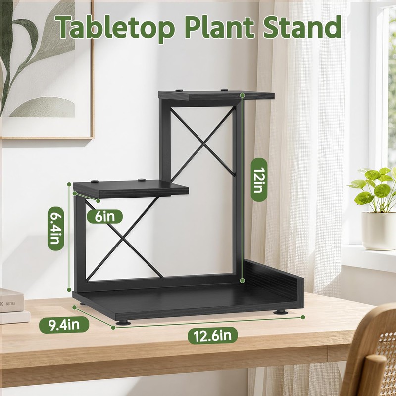 LASZOLA Plant Stand Indoor Tabletop Small for Desk, 3 Tier
