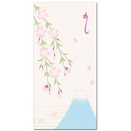 かわいい和柄ぽち袋 ｢しだれ桜富士｣ お札サイズ祝儀袋 ５枚入り