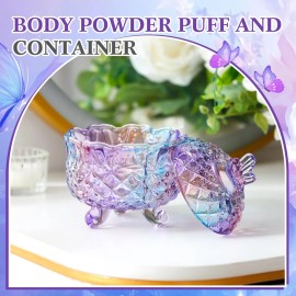 Set De Puff For Polvo Tioncy Con Contenedor Mariposa Morado