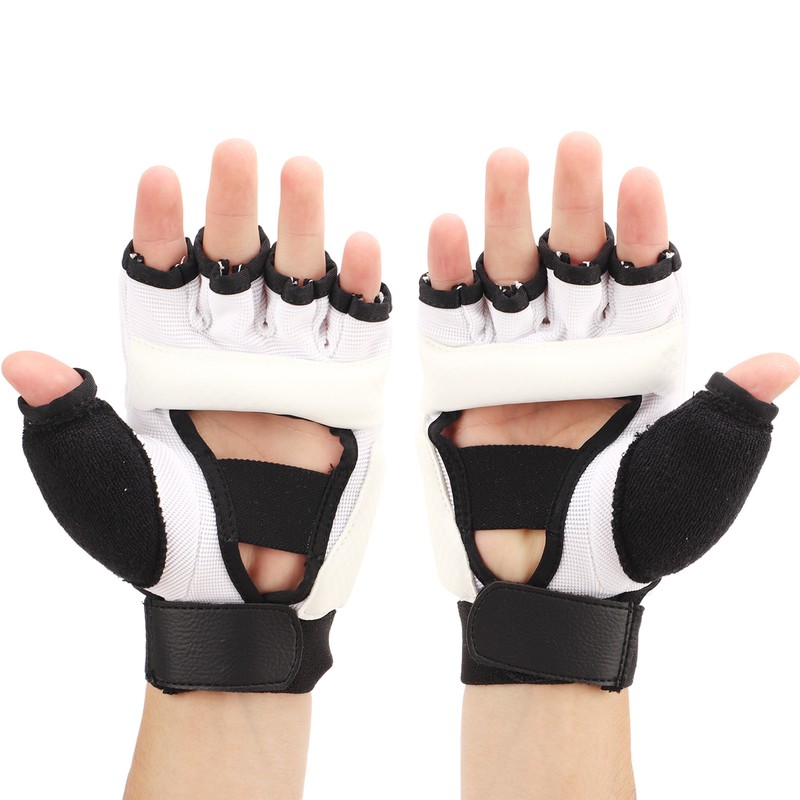 1 Pair Taekwondo Gloves Breathable Elastic Half Finger Kickboxing Boxing