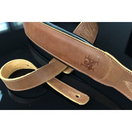 Iconic Leathers 3.25" Wide Natural Brown Dual Padded Leather Guitar and Bass Strap IL-5NatBrn