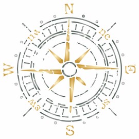 Antique Compass Stencil, 14 x 14 inch - Vintage Ocean Nautical Sailing Direction Compass