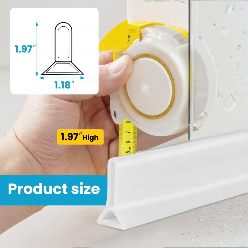 DLYYPLUS 39" Collapsible Shower Threshold Water Dam Water Stopper Barrier