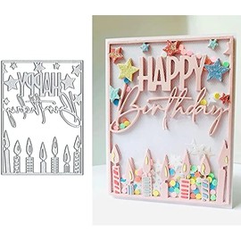 Happy Birthday Frame Metal Die Cuts, Happy Birthday Frame Card Metal Cutting Dies Cut Stencils for DIY Scrapbooking Cards Decorative Embossing Paper Dies for Scrapbooking Card Making