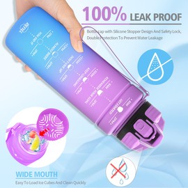 Niggeey Sports Water Bottle 500 ml, 700 ml, 1 L, 1.5 L Water Bottle Children Leak-Proof, BPA-Free Tritan Motivational Water Bottle with Time Marking, Sports Bottle for Children, School, Fitness, Gym