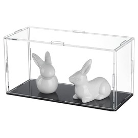 FINGERINSPIRE Acrylic Display Case 20x8x10cm Model Display Case with Rubbers Acrylic Display Case with Black Base Transparent Assemble Display Boxes Display Holders for Minifigures Collections