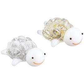 フォーカート かわいい 手作り ガラス細工 金の亀 銀の亀