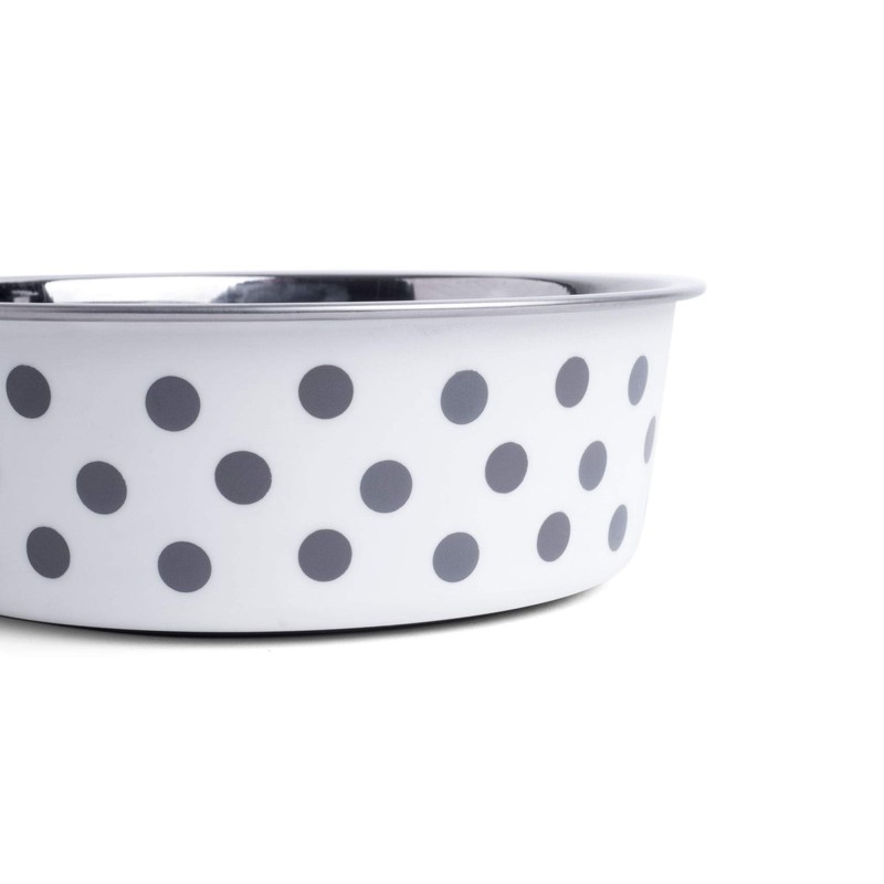 Petface Grey and White Spots Deli Dog Bowl, 21 cm