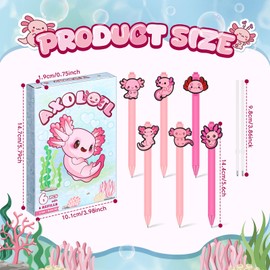 Engrowtic 6 Pcs Axolotl Ballpoint Pens Cute School Supplies Funny Retractable Pens with 6 Black Ink Refills Gifts for Students Birthday Party(Axolotl Style)