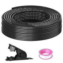 5/16" OD x 50FT DOT Air Line Black SAE J 844 PA12 Nylon Air Brake Tubing with Cutter and Teflon Tape, Pneumatic Nylon Air Line Hose for Semi Truck Trailer Air Brake System & Fluid Transfer