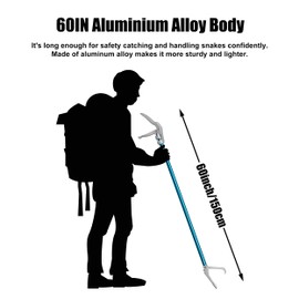 GYORGKSHI 60" Snake Tongs, Professional Aluminum Alloy Standard Reptile Grabber Rattle Snake Catcher Wide Jaw Handling Tool