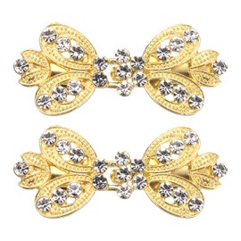 QUARKZMAN Pack of 2 Vintage Pullover Clips, Cape Closure, Retro Cardigan Clips, Epaulettes Closure, Dress, Shirt, Brooch Clip for Women (Gold), Metal