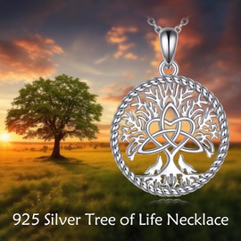 VONALA Tree of life Necklace Celtic Knot Tree of life Necklace Sterling Silver 14K White Gold Plated for Women Men