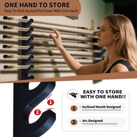 Lnmuzm Black Wall-Mounted Pool Stick Holder, Wooden Billiards Pool Cue Rack Holds 7 Cue Sticks and 2 Pool Ball Racks, Pool Table Accessories Organizer for Billiard Rooms or Clubs