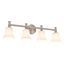 Hanaloa Bathroom Vanity Light Fixtures, Traditional Brushed Nickel 4 Lights Wall Sconce Lighting with Opal Glass Shade, Porch Wall Mount Light Fixture for Bathroom, Mirror Cabinets Hallway Stairs