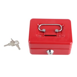 Cash Box with Money Tray Metal Storage Safe Lock Box Mini Locking Cash Box Money Saving Organizer for Household Car Red