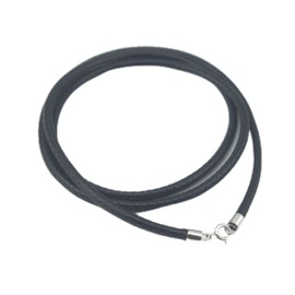 Glory Qin Black Silk Braided Rope Chain 925 Silver Plated Clasp Leather Cord Chain Necklace Rope (3.0 mm, 18 Inches)