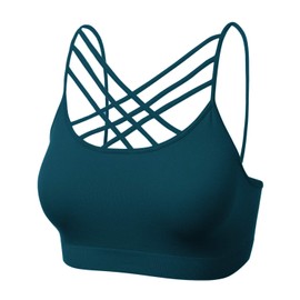 brasier deportivo para mujer con tirantes cruzados, bandeau sin aros, sin tirantes, 102-verde azulado-1, EG-2G