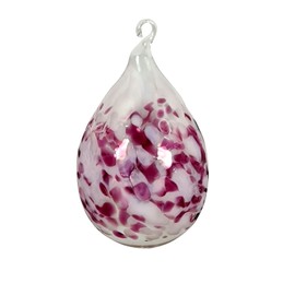 Lauschaer Glas Glass Easter Eggs with Granules, Various Sizes and Sets Mouth-Blown Hand-Shaped (5, Opal White with Ruby Red)