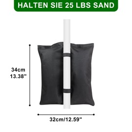 Pack of 4 Heavy Duty Sandbags, Gazebo Sandbags, Heavy Duty Sandbag for Pop-Up Canopy Tent, Patio Umbrella, Parasol, Trampolines, Weighted Foot Bag, Black