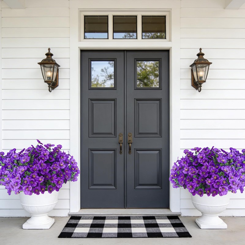 Artificial Flowers for Outdoors, 12 Bundles UV Resistant Pansy, Purple