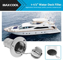 1.5" 38mm Boat Gas/Fuel/Diesel/Water Deck Fill/Filler with Keyless Cap 1-1/2" Polished 316 Stainless Steel Hardware for Marine Boat Yacht Caravan