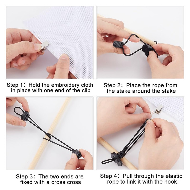 DELORIGIN Set of 10 Stretch Clips for Cross Stitch, Black