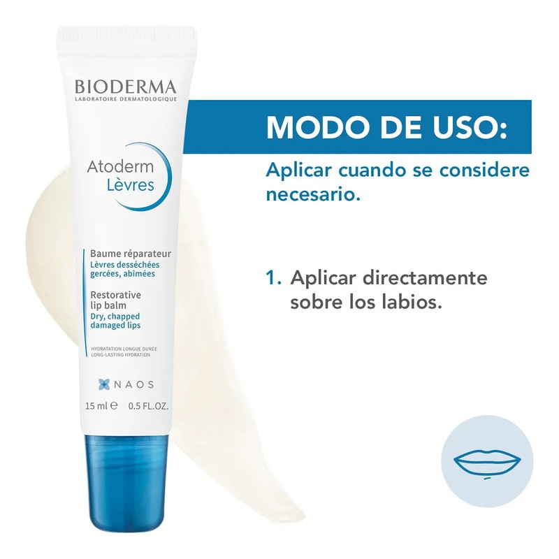 Balsamo Labios Bioderma Atoderm 15ml Protector Partidos Seco
