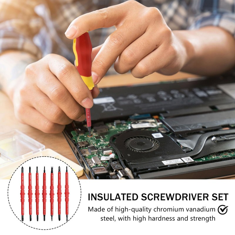 Insulated Screwdriver Set, 7 Pieces, Electrician Screwdriver Set, Screwdriver Set