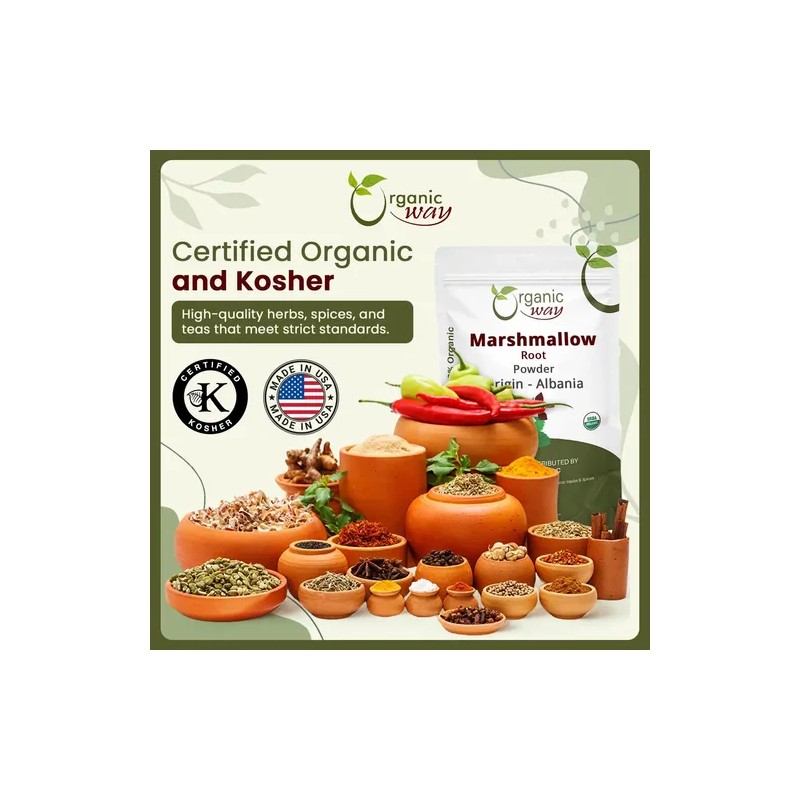 Organic Way Polvo Raíz Malvavisco Orgánico 2oz Té Herbal
