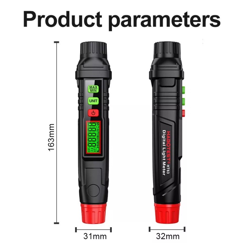 HABOTESTL HT63 Light Meter Digital Illuminance Meter Temperature Measurer