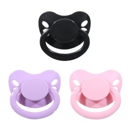 Landofgenie Adult Size Dummy Large Teat Shield Dummy Pack of 3 Black + Pink + Purple Butterfly Shape