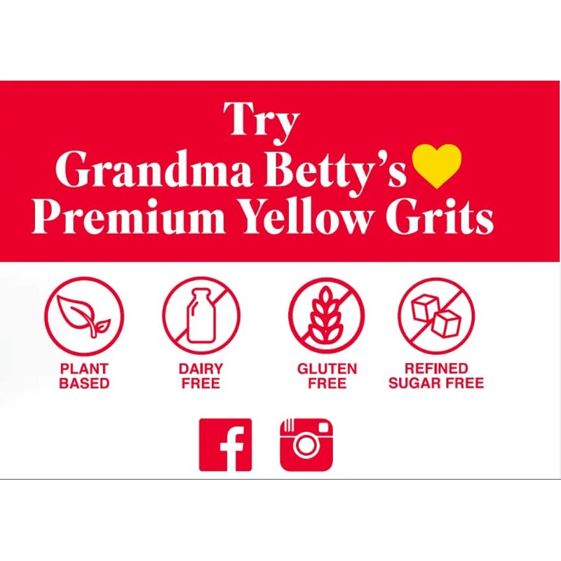 Grandma Betty's Yellow Grits, Gluten-Free, Sugar-Free, Sodium-Free, and Dairy-Free. Made
