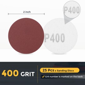 HARFINGTON 25 Pcs 2 Inch Sanding Disc 400 Grit Hook and Loop Sandpaper Random Orbital Sander Pads for Woodworking Automotive Metal Polishing