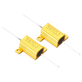 PATIKIL 5W 7 Ohm Aluminum Shell Resistor, 2 Pack Aluminum Housing Resistor Housed Case Wirewound Resistors Screw Tap Power Resistor, Golden