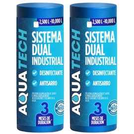 2 Pack Sistema Dual Antisarro y Desinfectante para Cisterna Industrial 2,500 a 10,000 L. 3 Meses. Descalcificador y desinfectante de agua. Cartucho para Cisternas y Depósitos Industriales.
