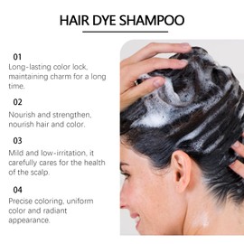 Hair Dye Shampoo, Natural Plant Hair Colour Shampoo, Dyes Hair in Minutes, 3-in-1 Colour Wash for Grey Hair Coverage, Safe Long Lasting and Easy to Use (Brown, 500 ml)