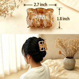 3Pcs Butterfly Claw Clips, 2.8 Inch Medium Hair Clips for Updos & Half-Up