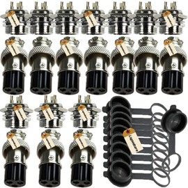 Aviation Connector Plugs, Lsgoodcare 20Pcs 16mm 3 Pin Din Female Male Aviation Wire Connector Plug, AC 200V 5A GX16 Metal Chassis Connector Socket with 10Pcs Aviation Plug Cap