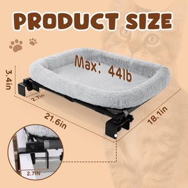 BALAPET Firm Bedside Cat Bed, Cat Bed with Soft Guardrail Extension Attached to Human Bed, Adjustable Pet Bed with Sturdy Frame,Holds up to 44lbs, Stable & Breathable