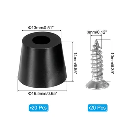 PATIKIL Rubber Feet Set of 20 0.65"x0.55" Pads Stainless Steel Washers for Kitchen Appliances Furniture Black