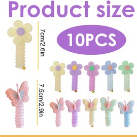 Ptenzor 10Pcs Colorful Telephone Wire Hair Ties – No Damage Spiral Coil Hair Bands for Ponytails, Braided Hair Accessories for Women and Girls (Flower shape and butterfly shape)