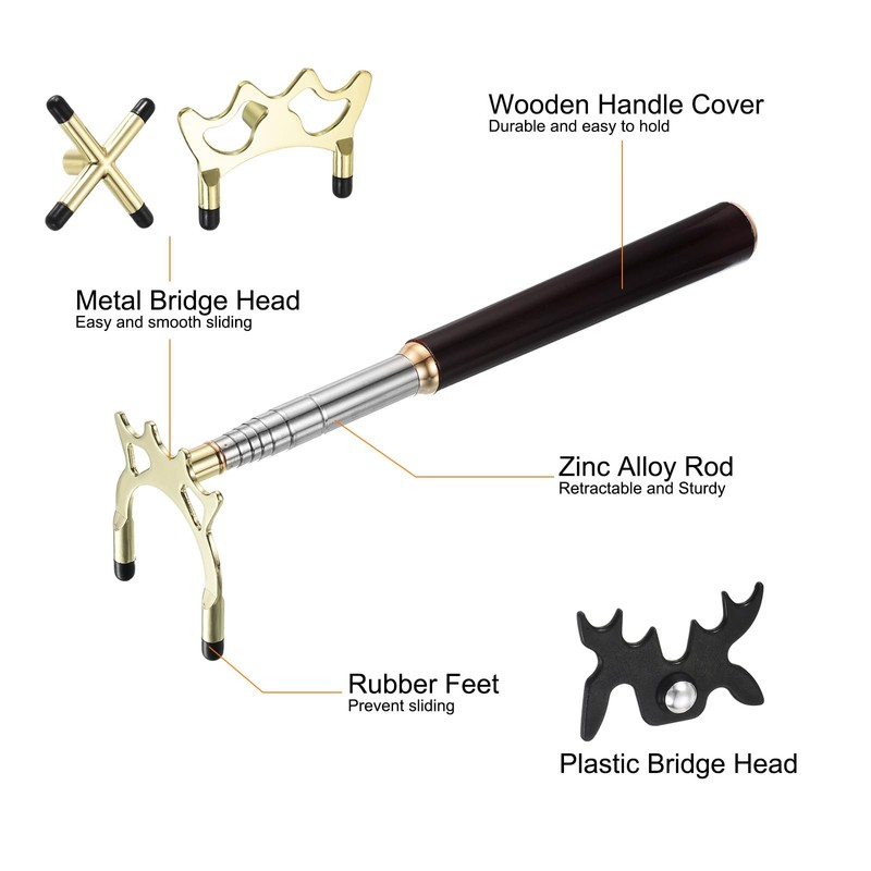 PATIKIL Retractable Billiards Cue Stick Bridge, Wooden Pool Cue Accessory