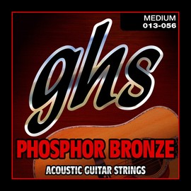 GHS Strings S335 Phosphor Bronze Acoustic Guitar Strings, Medium (13-56), Single Set, Pack of 3