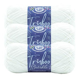 Lion Brand Yarn 836-308T Truboo Sparkle Yarn, Ice