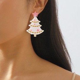 Christmas Earrings Cute Christmas Tree Earrings for Women Christmas Light Cat Earrings Stocking Stuffers for Women Christmas Gifts 2024