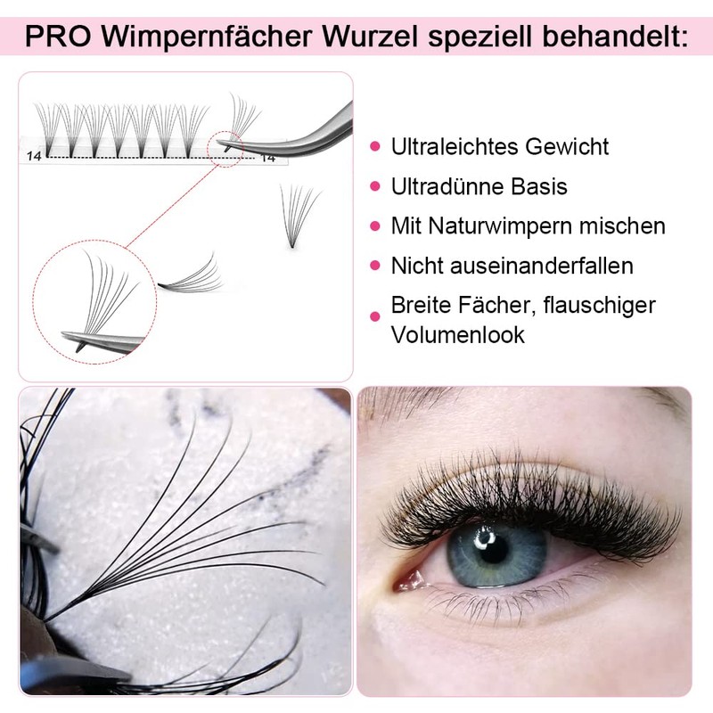 Fan Eyelash Extensions, 7D-C-0.07-13, Short, Ready-Made Volume Eyelashes, 0.10 C